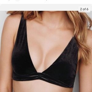 Victoria’s Secret Sparkle Velvet plunge Bralette Bra Black, Size S/P